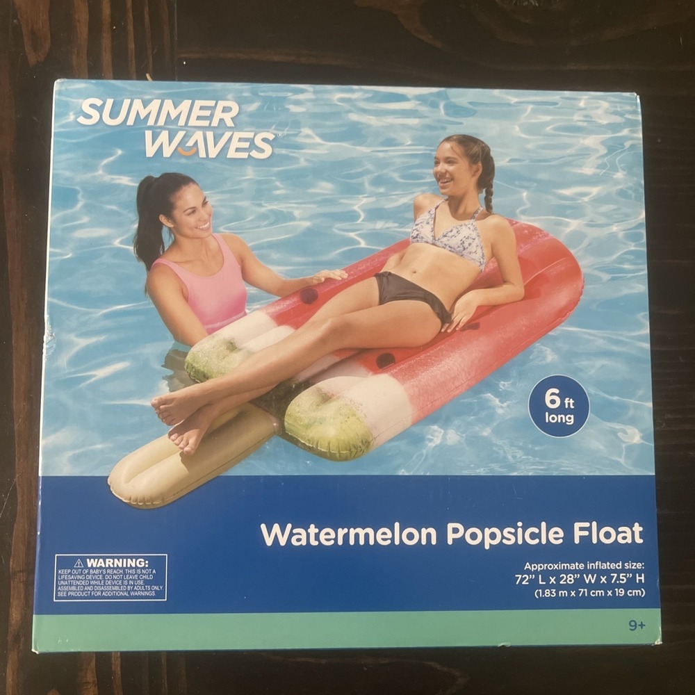 Summer Waves Watermelon Popsicle Pool Float  72"L x 28"W  x 7.5"H  NIB 6 FT Long